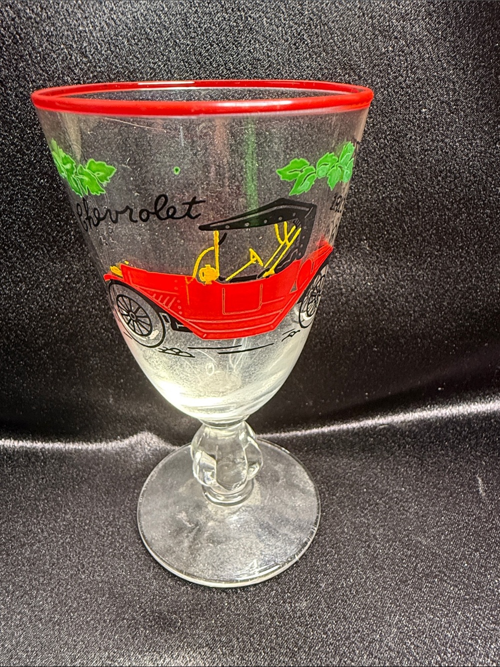 Vintage Red Classic 1913 Chevy Car Goblet - Motif